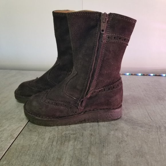 Little Eric Girl's Toddler Suede Leather Boots Made in Italy - Picture 1 of 8